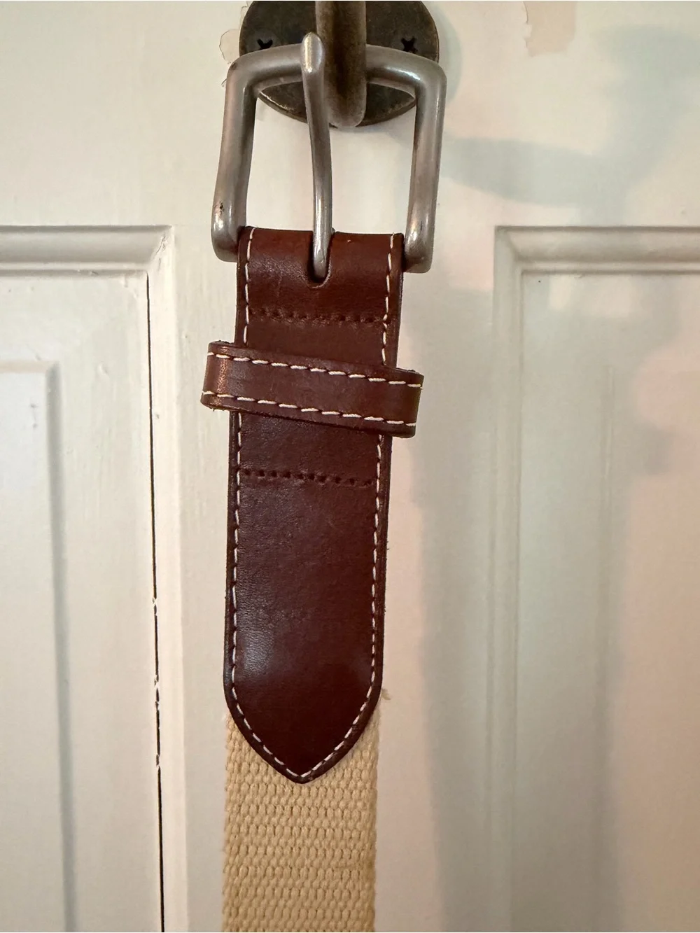 Peter Millar Beige Canvas Belt Furman University embroidered